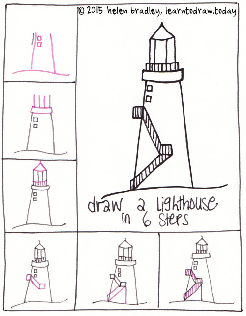 500x642 Learn To Draw A Lighthouse In Steps Learn To Draw - Lighthouse Drawing Easy