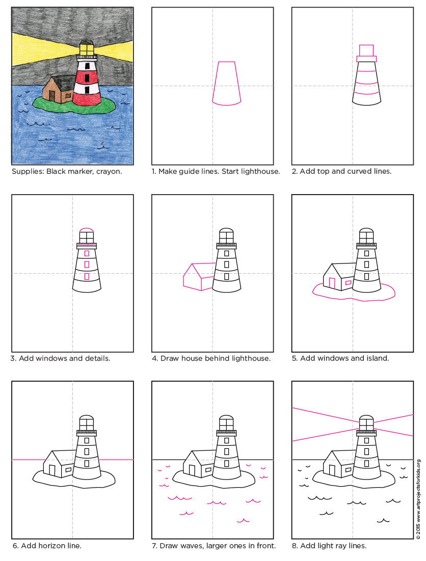 836x1101 Draw A Lighthouse Art Projects For Kids - Lighthouse Drawing Easy