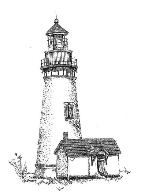461x640 Lighthouse In Love Art Ink Pen Drawings, Lighthouse - Lighthouse Drawing Images