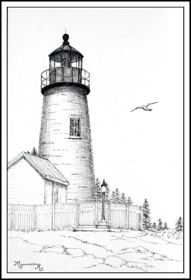 615x900 Pemaquid Point Lighthouse Drawing - Lighthouse Drawing Images