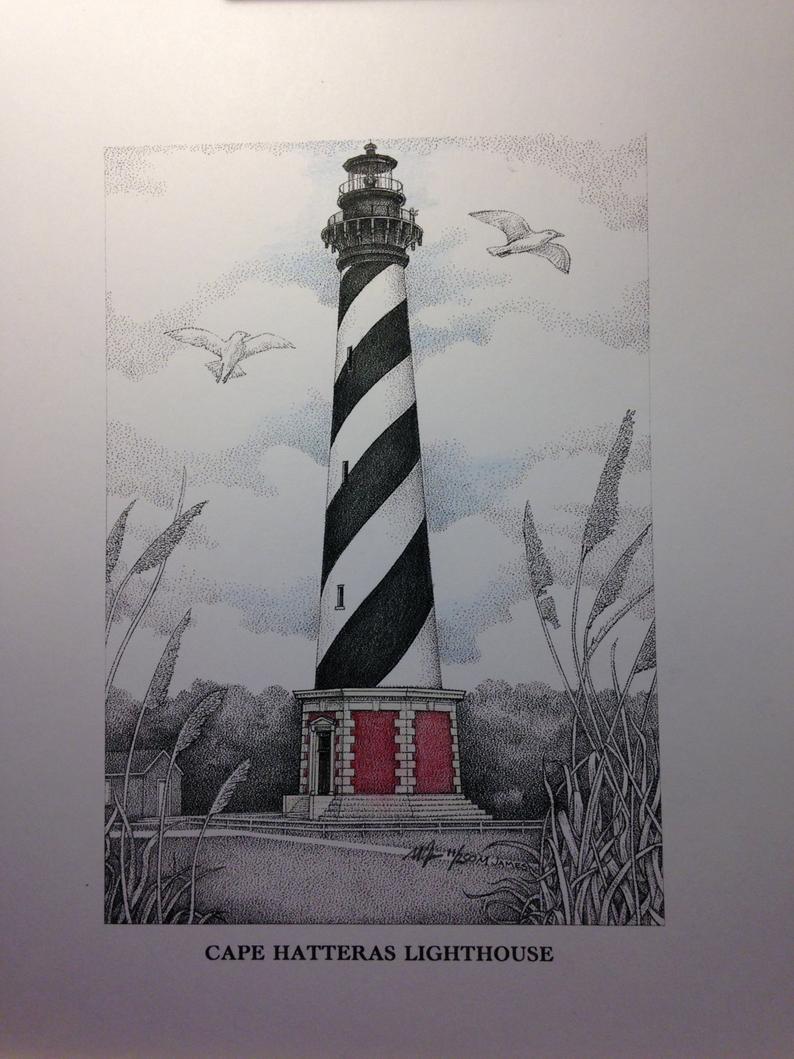 794x1059 Cape Hatteras Lighthouse Drawing Etsy - Lighthouse Drawing Images
