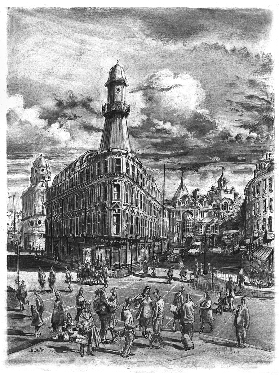 900x1212 Charcoal Drawing Of The Lighthouse In Kings Cross, London, Buy - Lighthouse Drawing Images