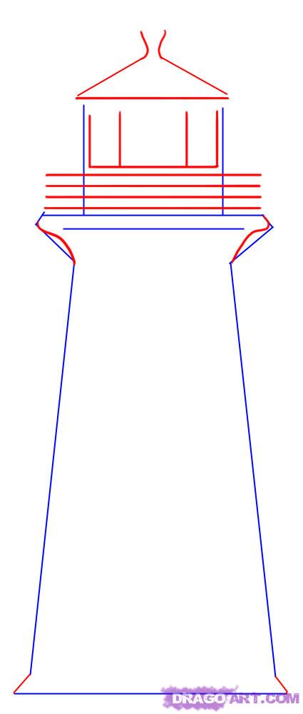 425x1000 How To Draw A Lighthouse, Step - Lighthouse Drawing Simple