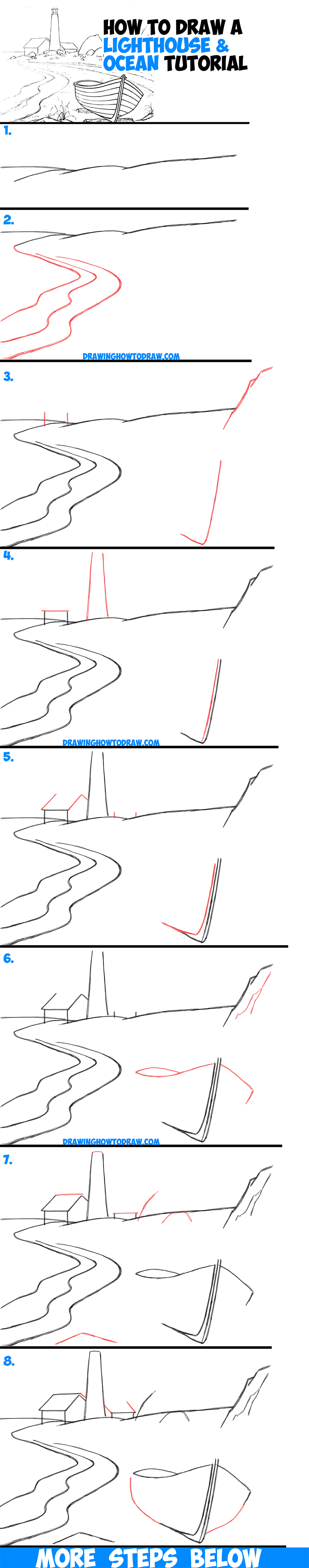 1200x6093 How To Draw A Lighthouse - Lighthouse Drawing Simple
