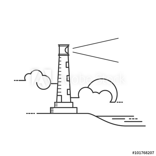500x500 Lighthouse Vector Illustration Line Art Style - Lighthouse Line Drawing