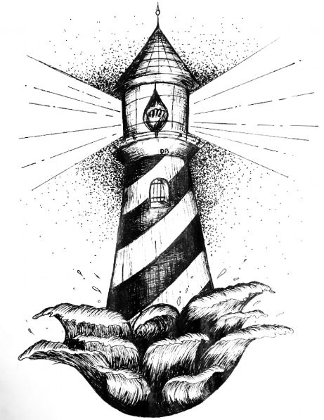 461x597 Like A Lighthouse At Night Fools Magazine - Lighthouse Line Drawing