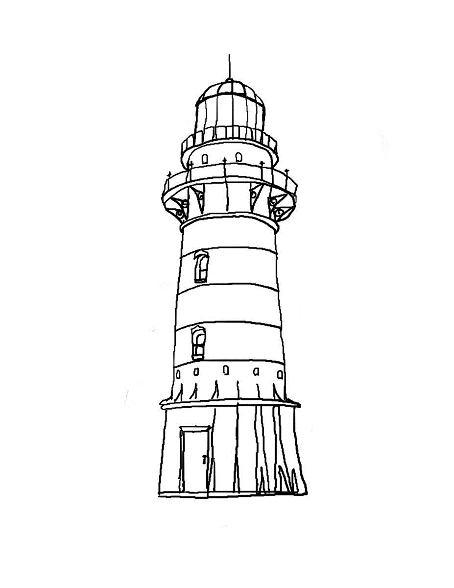 927x1200 Free Printable Coloring Pages For Adults Kids Lighthouse - Lighthouse Line Drawing