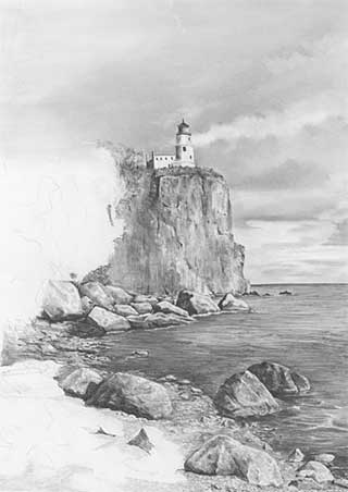 320x452 Learn How To Draw A Lighthouse Landscape - Lighthouse Pencil Drawing