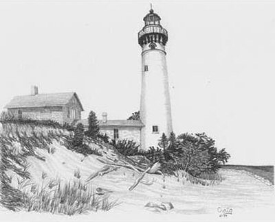 400x324 seaside splendor lighthouse pencil sketch - Lighthouse Pencil Drawing