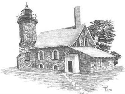 400x302 coastal light lighthouse pencil sketch - Lighthouse Pencil Drawing