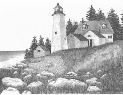 400x308 Eternal Light Lighthouse Pencil Sketch - Lighthouse Pencil Drawing