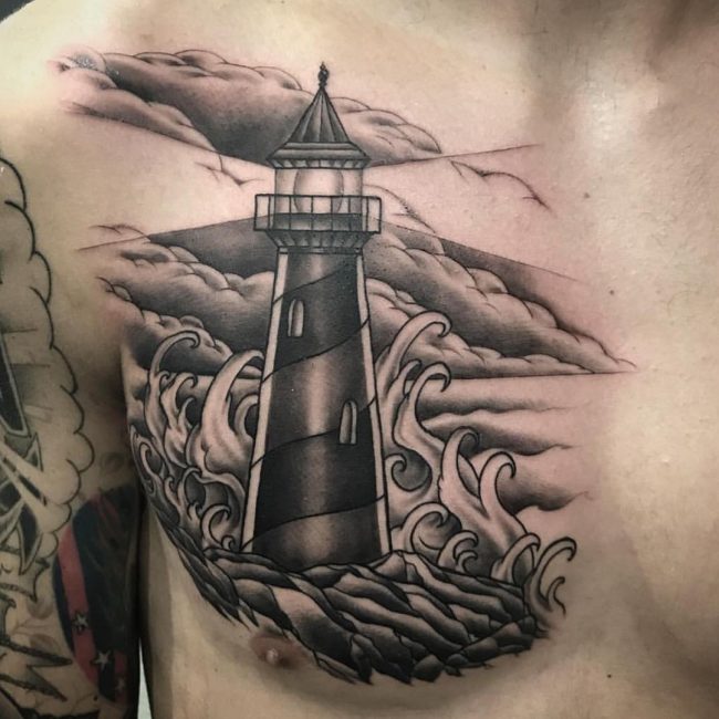 650x650 Best Lighthouse Tattoos - Lighthouse Tattoo Drawing