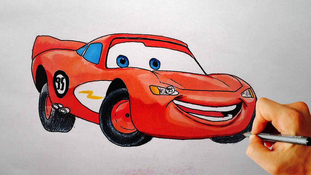 1280x720 how to draw lighting mcqueen from cars drawing tutorial - Lighting Mcqueen Drawing