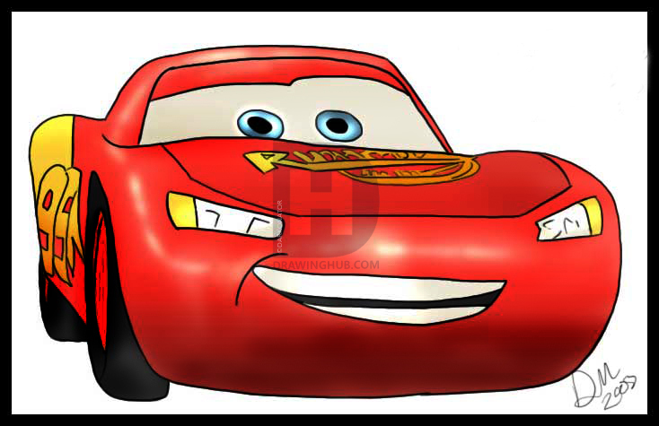 734x475 How To Draw Lightning Mcqueen, Step - Lightning Mcqueen Drawing