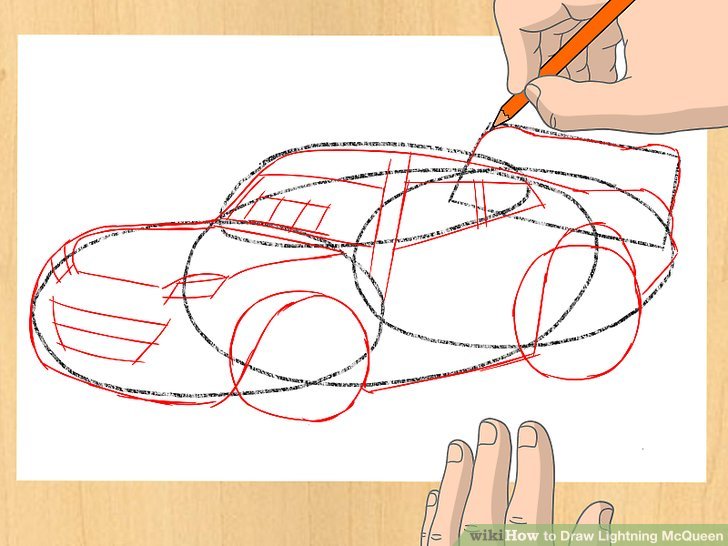 728x546 How To Draw Lightning Mcqueen Steps - Lightning Mcqueen Drawing