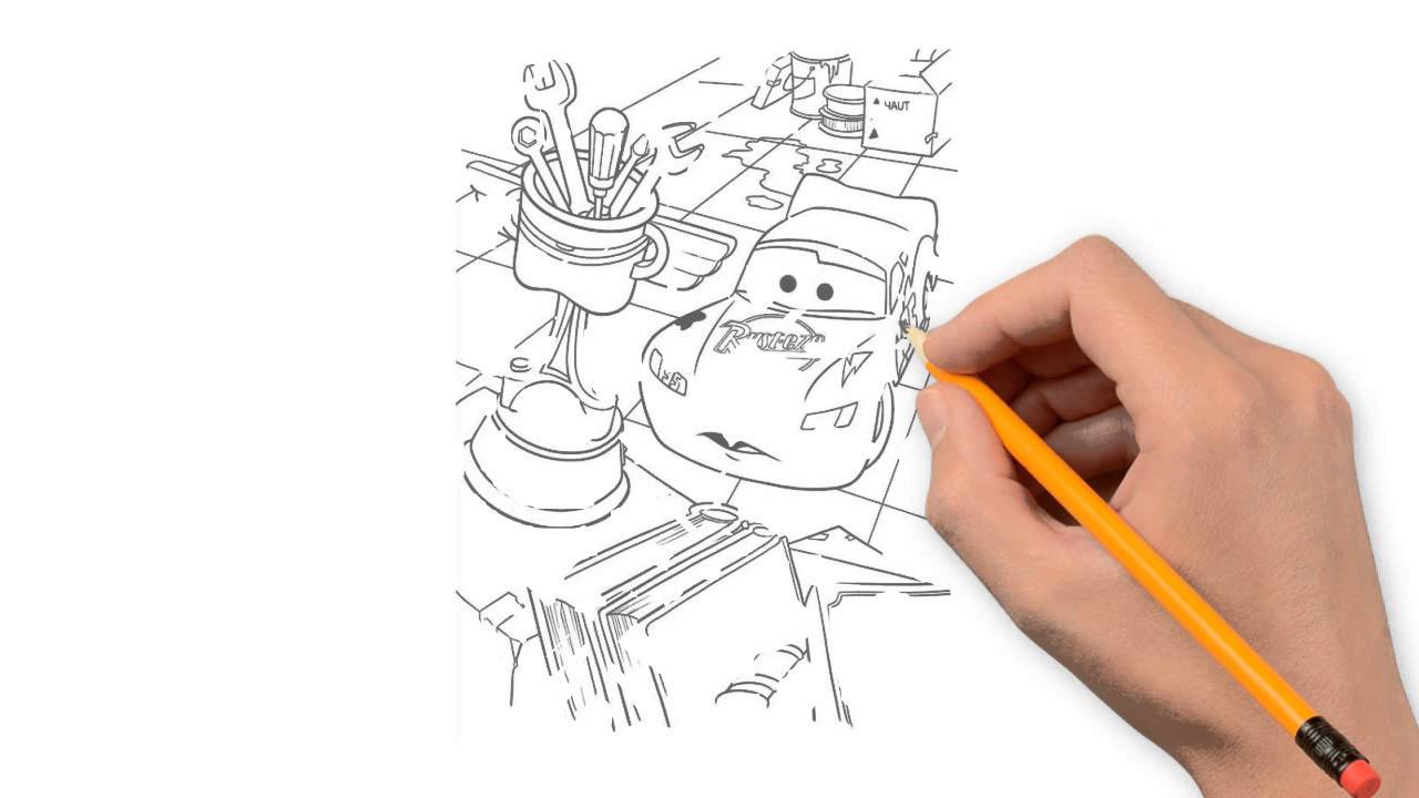 1280x720 Lightning Mcqueen Pencil Things To Draw Step - Lightning Mcqueen Line Drawing