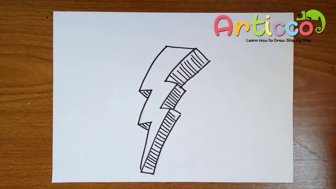 1280x720 How To Draw A Lightning Bolt Step - Lightning Strike Drawing
