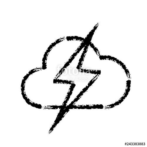 500x500 Brush Stroke Hand Drawn Vector Icon Of Storm Weather Lightning - Lightning Strike Drawing