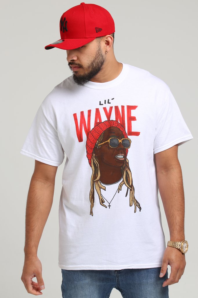 683x1024 Lil Wayne Cartoon Drawing Tee White Culture Kings Nz - Lil Wayne Cartoon Drawing