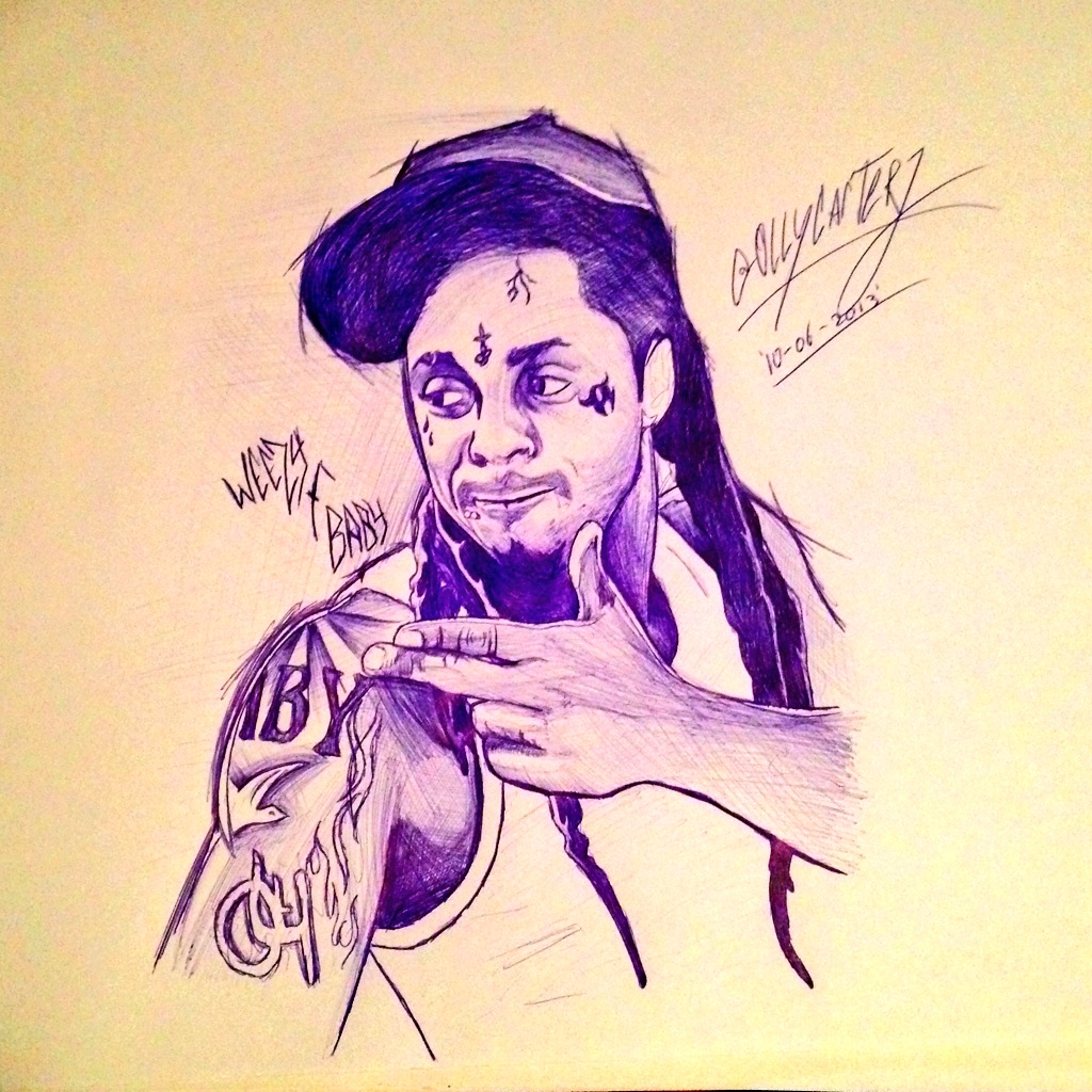 1024x1024 New Lil Wayne Pen Drawing - Lil Wayne Cartoon Drawing