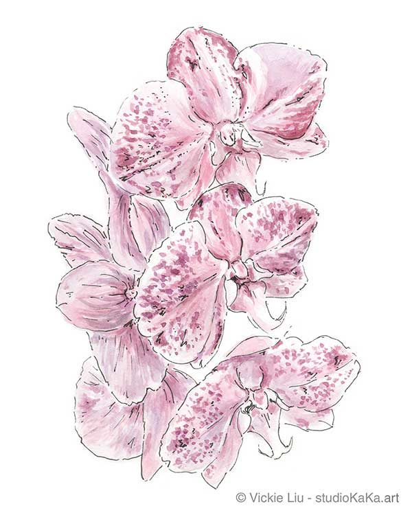 600x750 Watercolour Botanical Illustration Purple Flower Print Spotted - Lilac Botanical Drawing