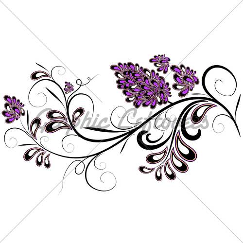 500x500 decorative branch with lilac flowers gl stock images - Lilac Flower Drawing