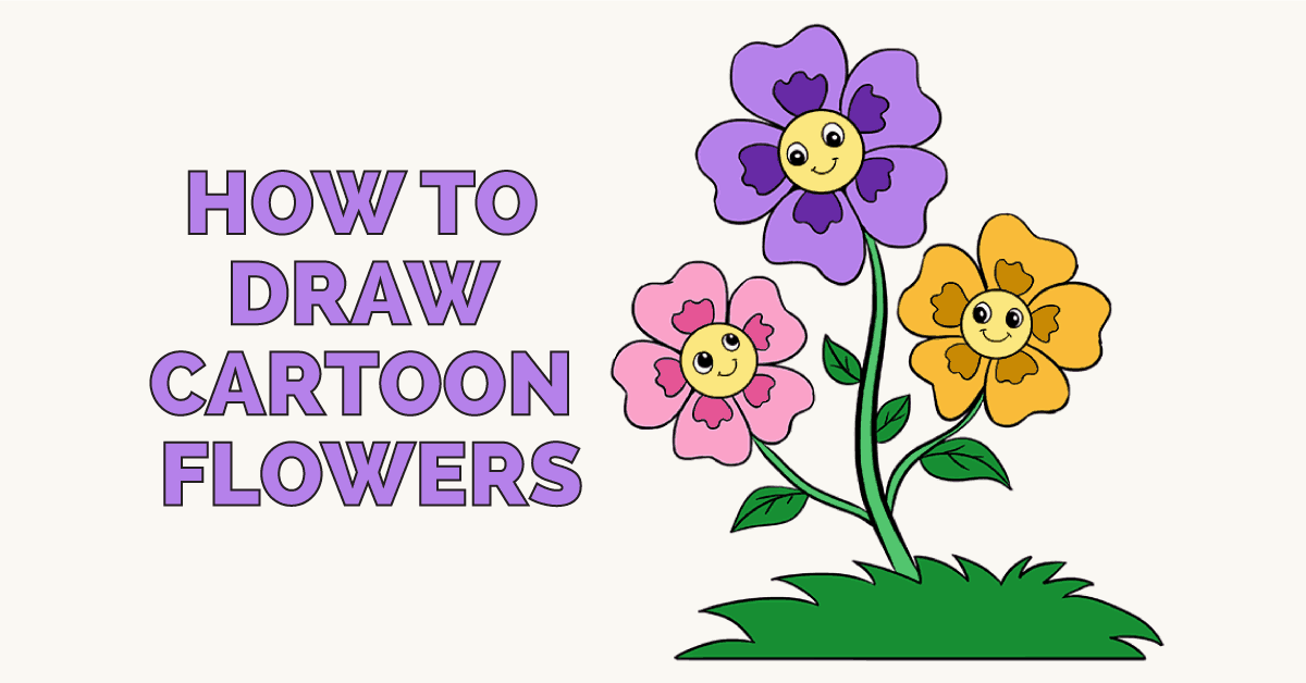 1200x628 How To Draw Cartoon Flowers Easy Step - Lilac Flower Drawing