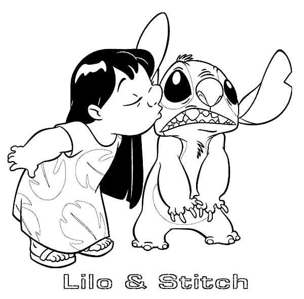 600x592 lilo kiss stitch in lilo stitch coloring page - Lilo Stitch Drawing