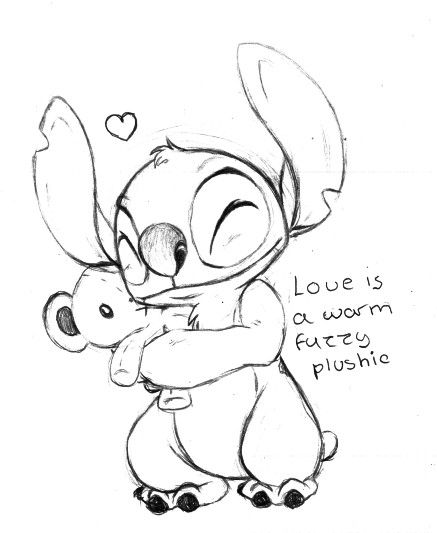 437x533 Love's A Fuzzy Plushie Stitch - Lilo Stitch Drawing