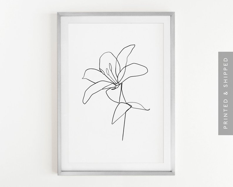 794x638 flower line art minimalist flower drawing lily one line etsy - Lily Flower Line Drawing