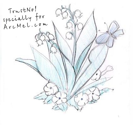 423x400 How To Draw Lilies Of The Valley Step - Lily Of The Valley Drawing