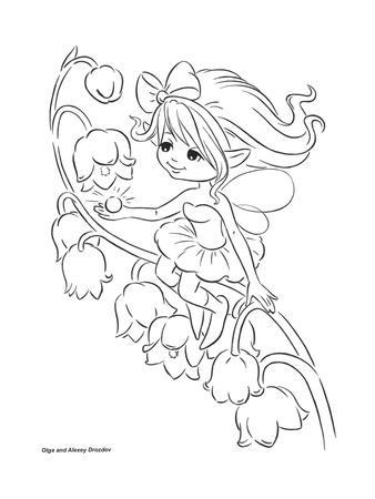 338x450 The Fairy On A Lily Of The Valley Giclee Print - Lily Of The Valley Line Drawing