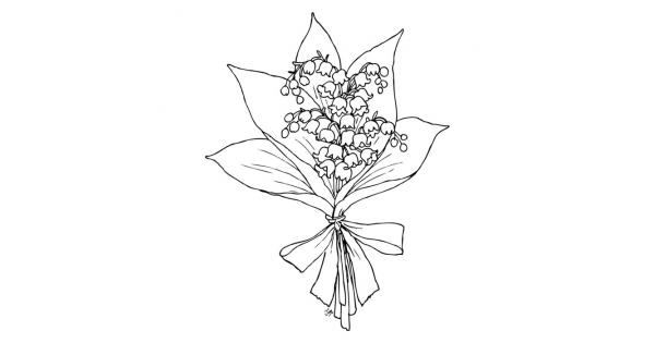 600x315 Digi Stamp - Lily Of The Valley Line Drawing