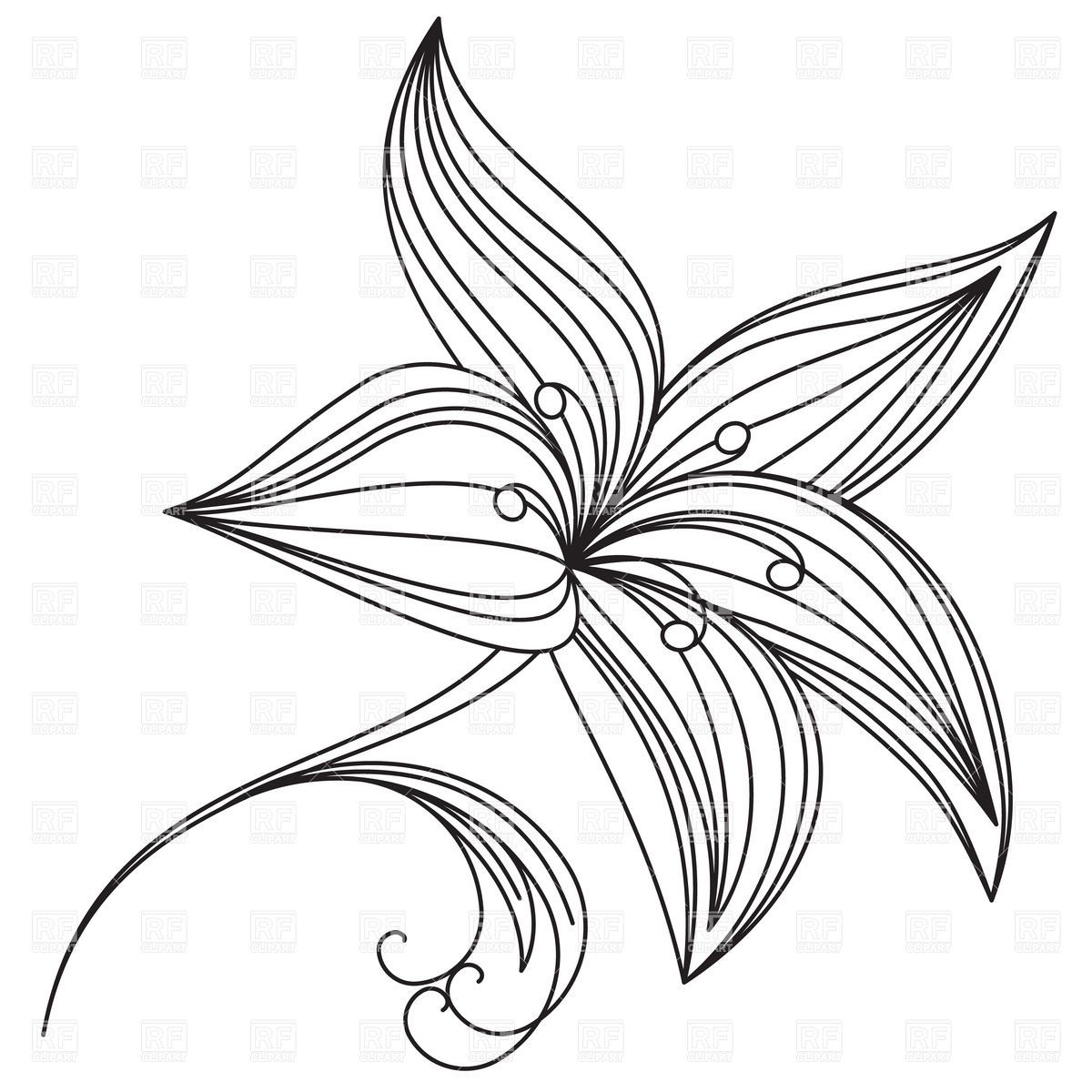 1200x1200 Abstract Line Drawings Of Flowers And Abstract Beautiful Flower - Lily Outline Drawing