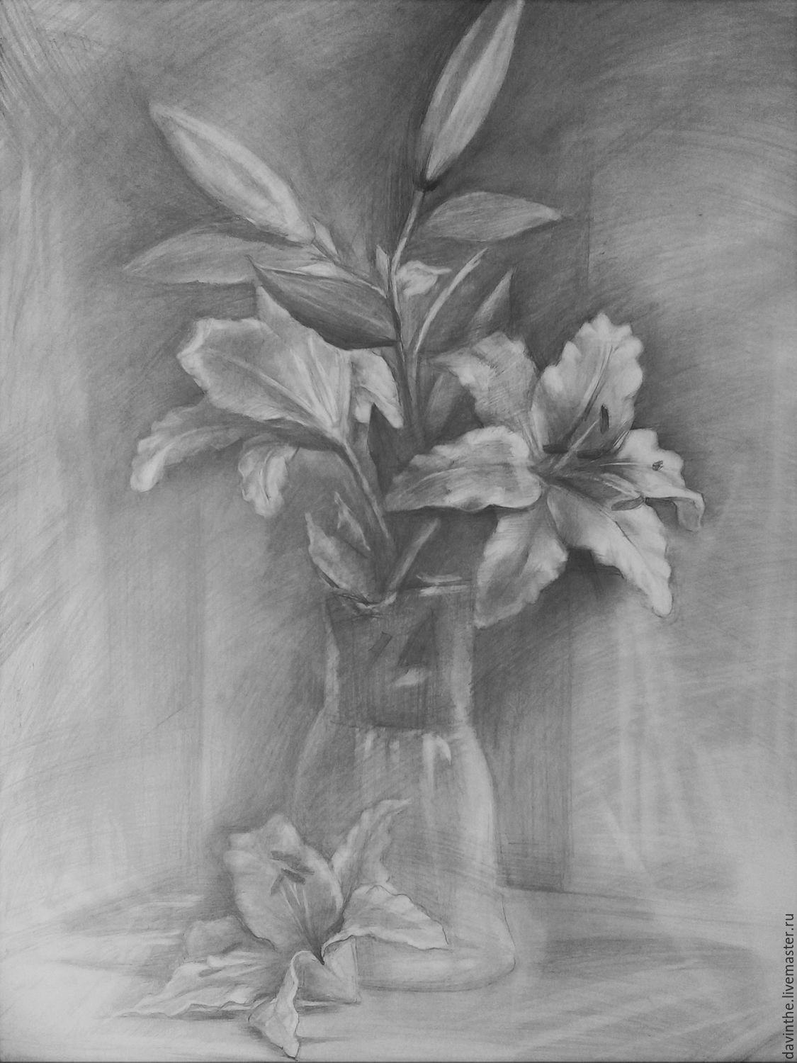 1125x1500 Graphics Pencil Drawing Lily Shop Online On Livemaster - Lily Pencil Drawing
