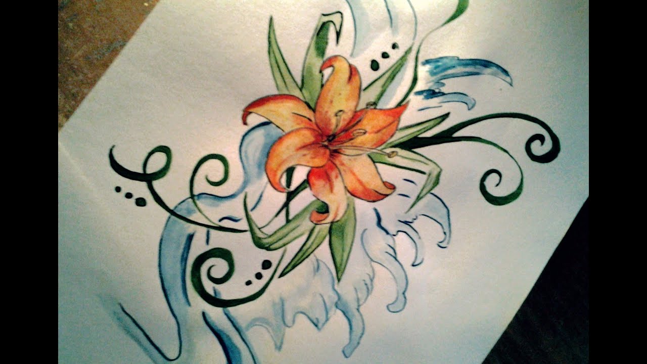 1280x720 Easy Lily Tattoo Drawing - Lily Tattoo Drawing
