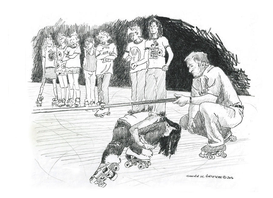 900x654 limbo at emery brother's skating rink drawing - Limbo Drawing