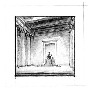295x300 lincoln memorial sketch iii drawing - Lincoln Memorial Drawing