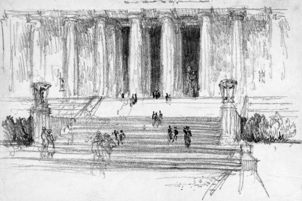 600x400 pennell lincoln memorial, steps leading up to the lincoln - Lincoln Memorial Drawing