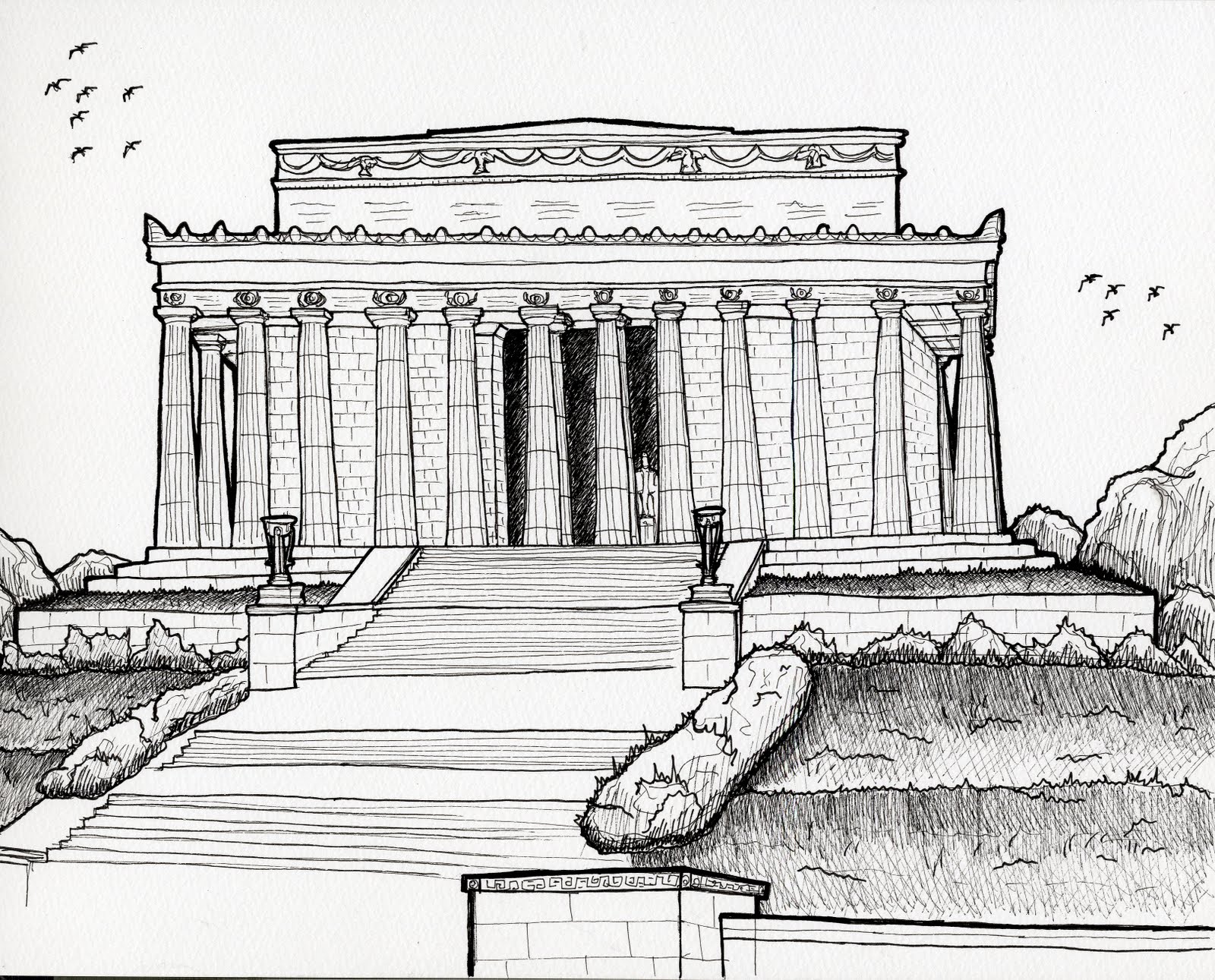 Drawing of Lincoln Memorial