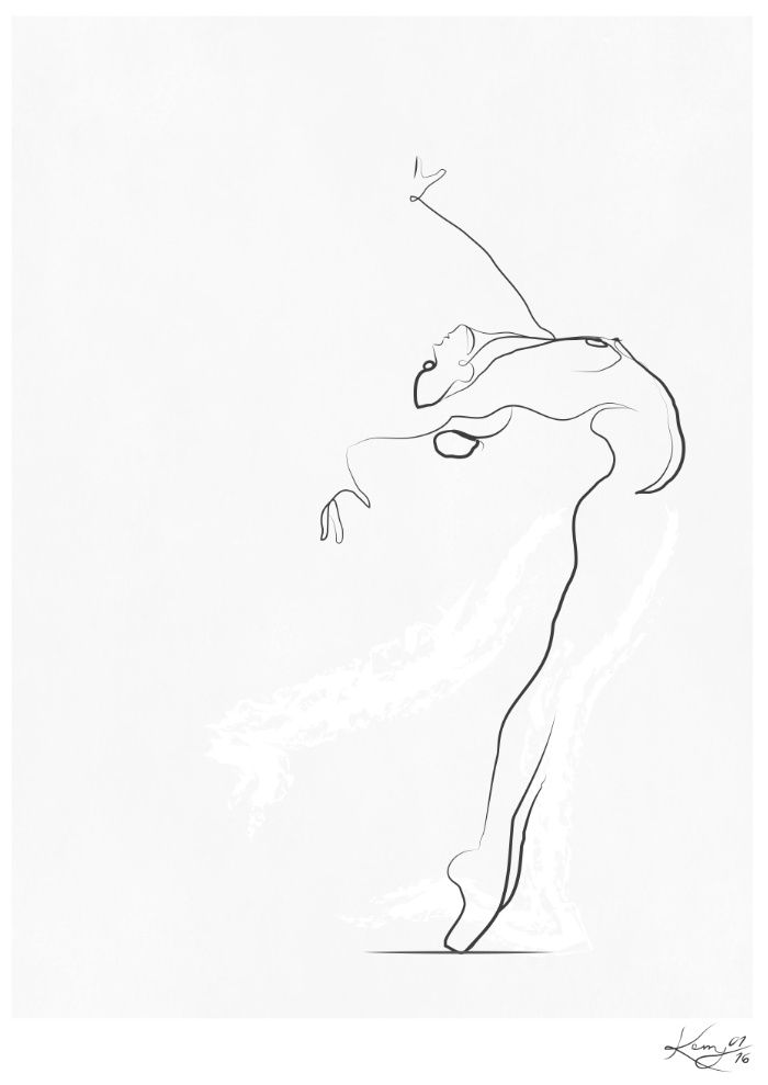 700x989 Flight', Dancer Line Drawing Art Print - Line Dance Drawing
