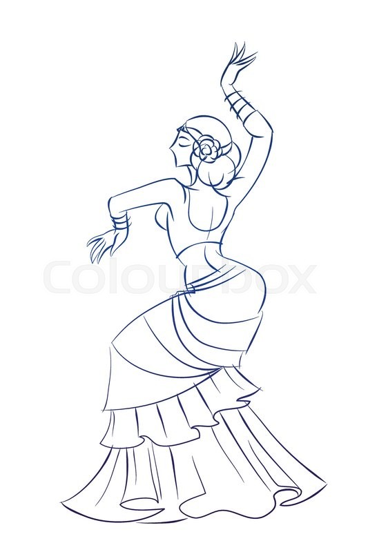 533x800 Gesture Sketch Line Drawing Of Belly Stock Vector Colourbox - Line Dance Drawing