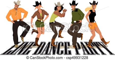 450x237 Line Dance Group Of People In Western Country Clothes - Line Dance Drawing