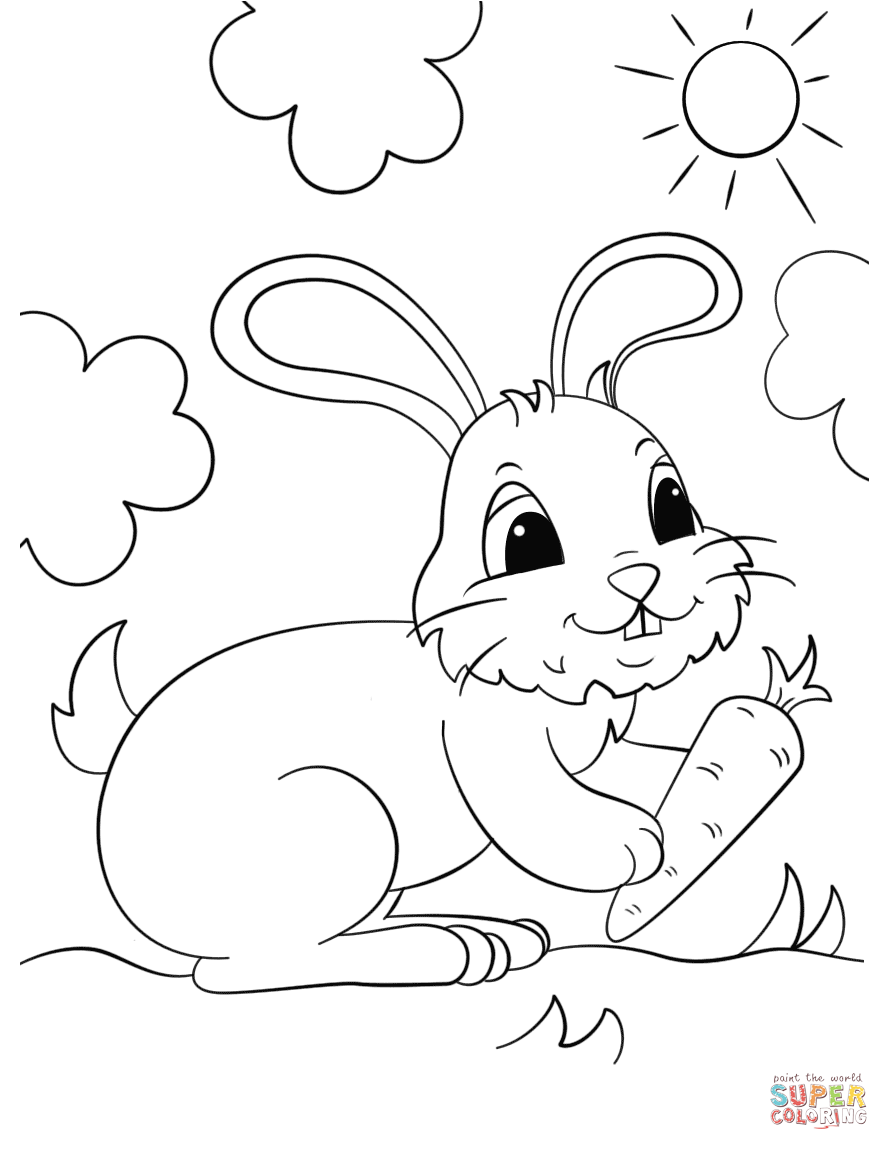 889x1150 Drawings Of Bunnies Rabbits Coloring Pages Free - Line Drawing Bunny Rabbit