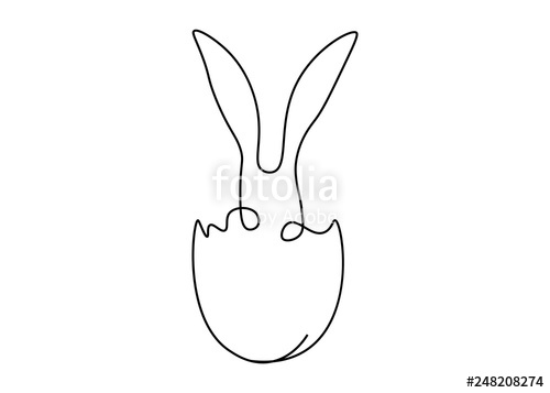 500x357 Easter Bunny Rabbit In Egg One Line Drawing Vector Illustration - Line Drawing Bunny Rabbit