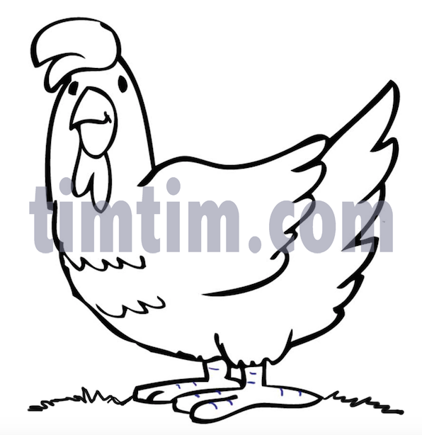 596x614 Free Drawing Of A Chicken Bw From The Category Farm Animals - Line Drawing Chicken