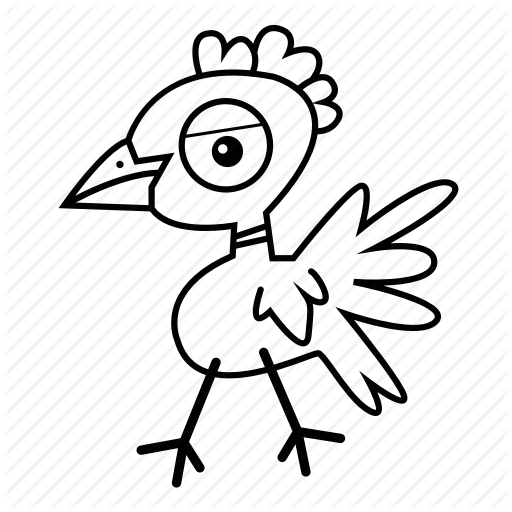 512x512 Cartoon, Chicken, Eye, Poultry, Super Icon - Line Drawing Chicken