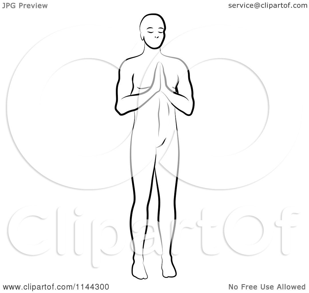 1080x1024 Clipart Of A Black And White Line Drawing Of A Man Doing Yoga - Line Drawing Clipart