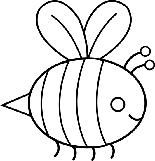 531x550 Cute Bumble Bee Line Art - Line Drawing Clipart