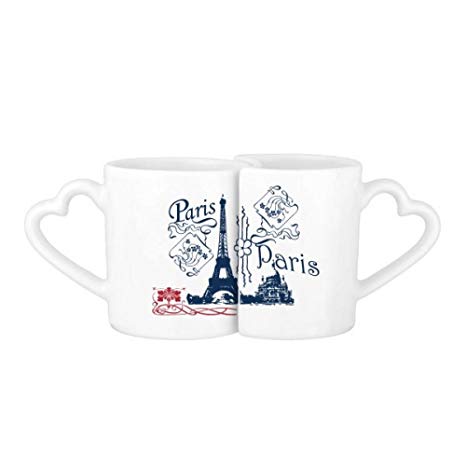 466x466 Eiffel Tower France Paris Line Drawing Lovers' Mug - Line Drawing Coffee Cup